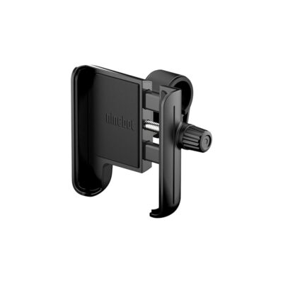 Vue avant du porte-téléphone noir, mettant en évidence les bras latéraux ajustables et la molette de serrage.