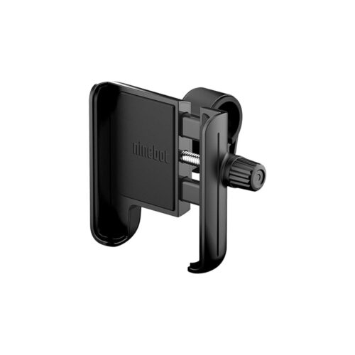 Vue avant du porte-téléphone noir, mettant en évidence les bras latéraux ajustables et la molette de serrage.