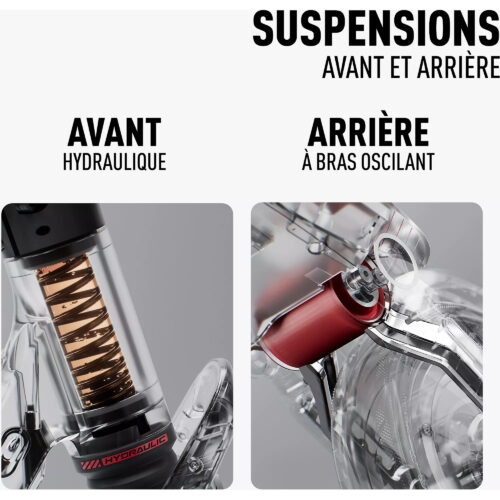 Système de suspension hydraulique avant et bras oscillant arrière de la Segway Ninebot F3