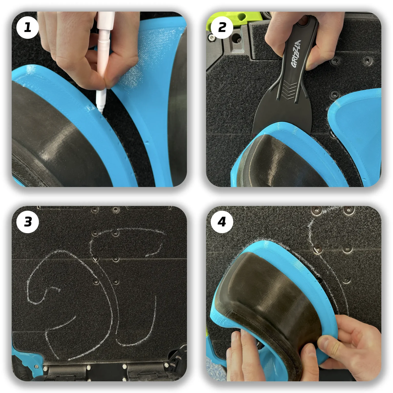Power pads Grizzla Sync pour Gyroroue 4 Guide de positionnement des Power Pads Grizzla Sync sur une gyroroue