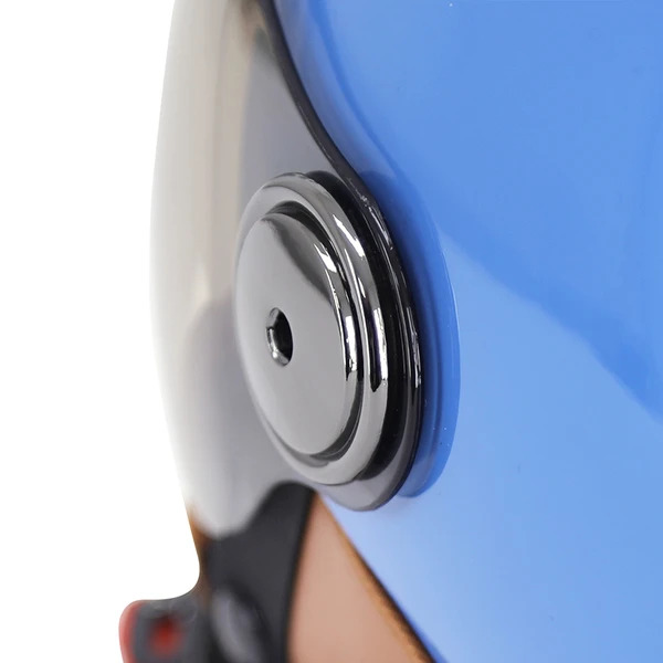CASQUE REVOE KARM 14 Détail de la molette de fixation de la visière du casque Revoe Karm bleu