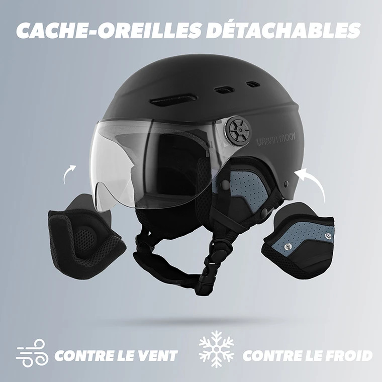 CASQUE URBAN MOOV VISOR 3 Cache-oreilles détachables du casque Urban Moov Visor pour se protéger du vent et du froid