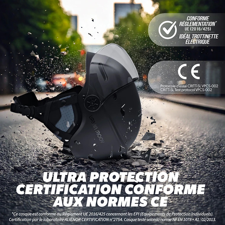 CASQUE URBAN MOOV VISOR 4 Casque Urban Moov Visor certifié CE, résistant aux impacts et conforme au règlement EPI