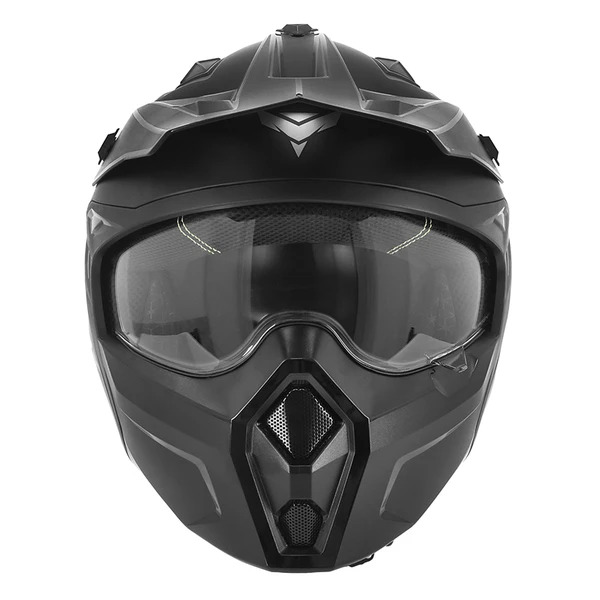 CASQUE ADX AT700 NOIR MAT 5 Casque ADX AT700 noir mat, vue de face avec mentonnière/visière