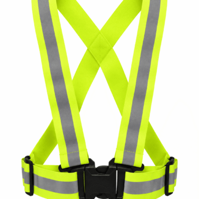 Sangle haute visibilité jaune avec bandes réfléchissantes et boucle de fermeture