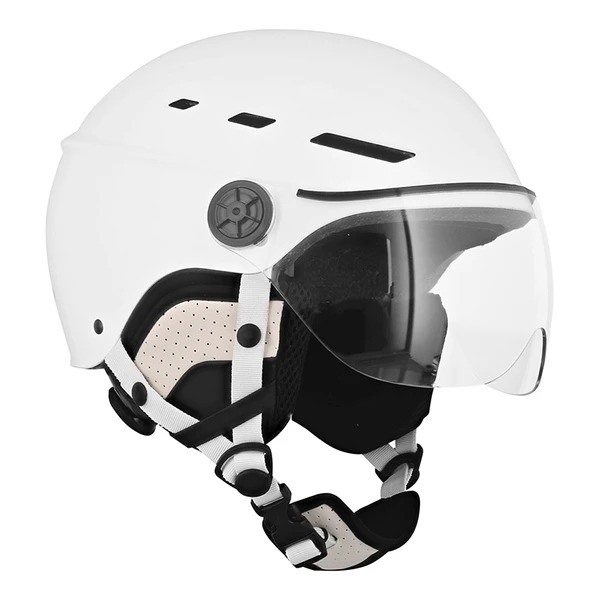 CASQUE URBAN MOOV VISOR 2 Casque Urban Moov Visor blanc, vue de profil avec visière, packshot fond blanc